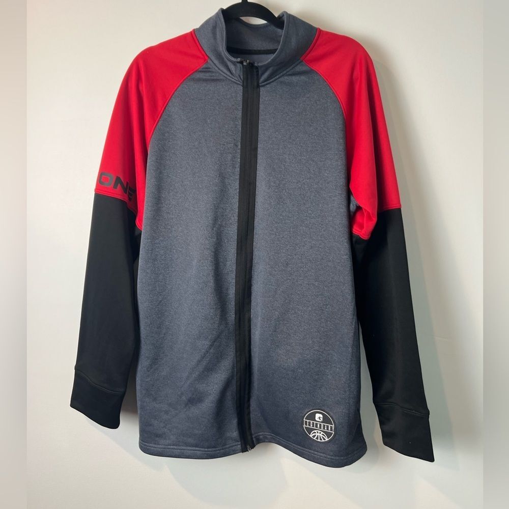And1 Men’s Jacket Red, Gray and Black Athletic Full Zip Size Medium